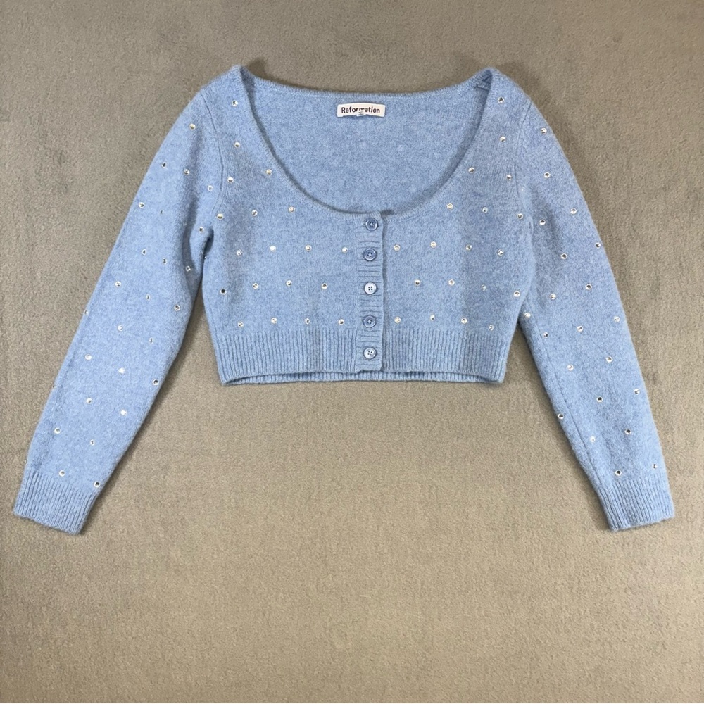 Reformation Crystal Embellished Wool Cardigan Sz. S